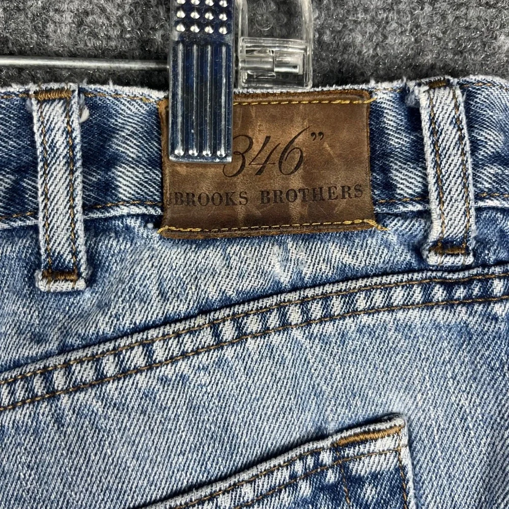 Brooks Brothers 346 Relaxed Fit Jeans Mens 38 Light Blue Denim Cotton Distressed